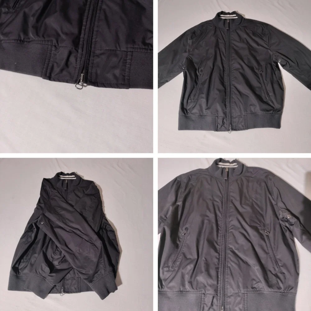Polo Ralph Lauren Mens Black Jacket Full Zip Ribbed Mock Neck Large VTG